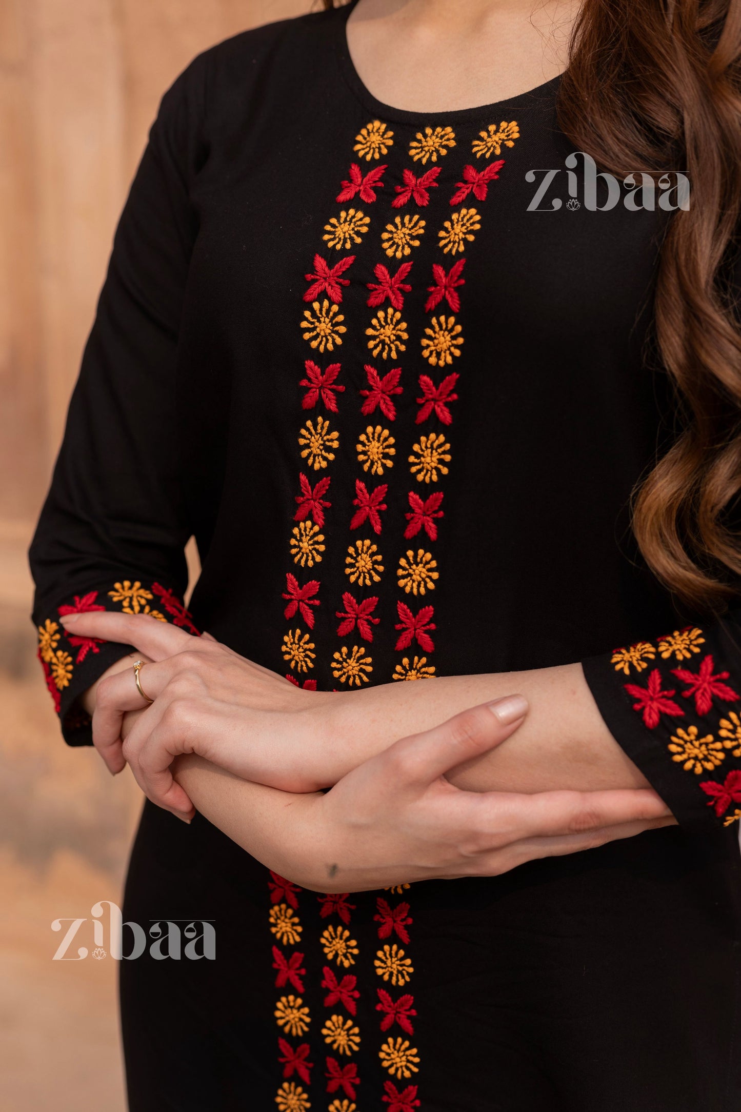 Zibaa Luxury Rayon Black Chikankari Kurta Set - Swadesiicart