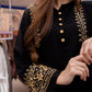 Zibaa Luxury Rayon Black Chikankari Kurta with Hand Jaal - Swadesiicart