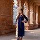 Zibaa Luxury Rayon Blue Chikankari Kurta Set with Kota Dupatta | Swadesiicart