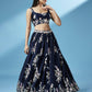 House of Panchhi Navy Blue Pure Georgette Thread & Sequinse Work Lehenga & Blouse, Dupatta | Swadesiicart
