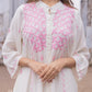 Zibaa Ivory Muslin Long Chikankari Kurta - Swadesiicart