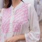 Zibaa Ivory Muslin Long Chikankari Kurta - Swadesiicart