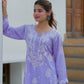 Zibaa Modal Lavender Chikankari Kurta - Swadesiicart