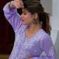 Zibaa Modal Lavender Chikankari Kurta - Swadesiicart