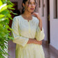 Zibaa Modal Butter Yellow Chikankari Kurta - Swadesiicart