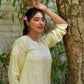 Zibaa Modal Butter Yellow Chikankari Kurta - Swadesiicart