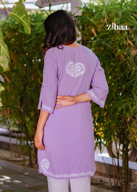 Zibaa Lavender Luxury Rayon Chikankari Coord Set - Swadesiicart