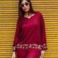 Zibaa Deep Burgundy Luxury Rayon Chikankari Coord Set - Swadesiicart
