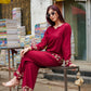 Zibaa Deep Burgundy Luxury Rayon Chikankari Coord Set - Swadesiicart