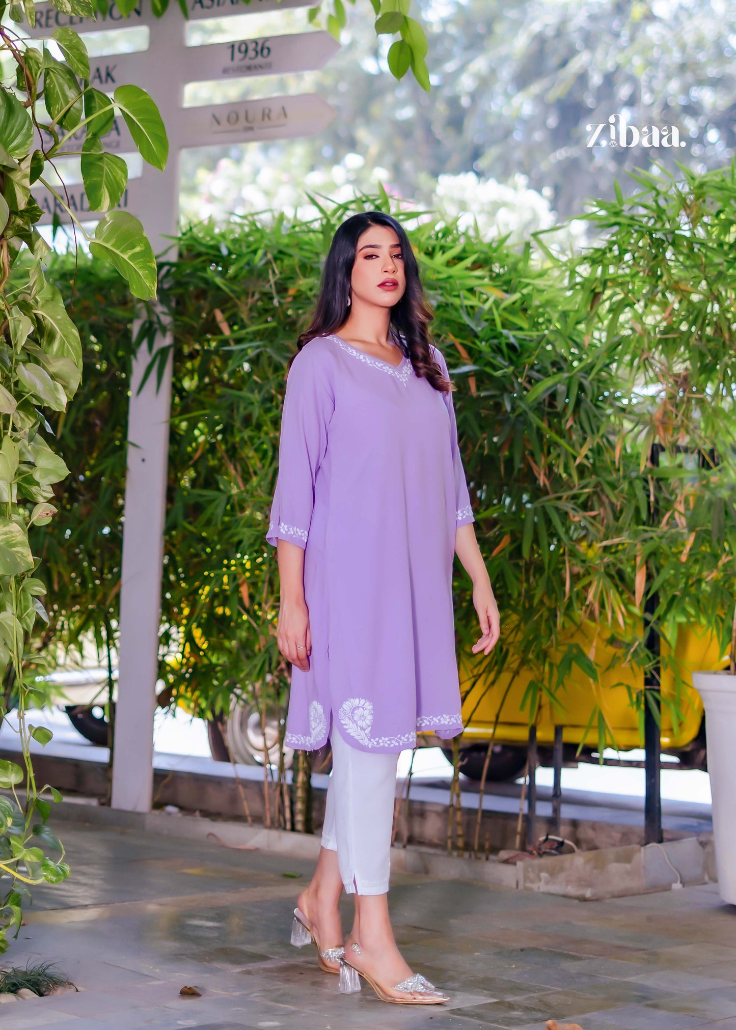Zibaa Lavender Luxury Rayon Chikankari Kurta - Swadesiicart
