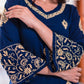 Zibaa Blue & Gold Luxury Rayon Chikankari Kurta - Swadesiicart