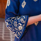 Zibaa Blue & Gold Luxury Rayon Chikankari Kurta - Swadesiicart