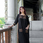 Zibaa Black & Gold Rayon Chikankari Kurta - Swadesiicart