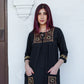 Zibaa Black & Gold Rayon Chikankari Kurta - Swadesiicart