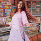 Zibaa Pink & Red Modal Chikankari Kurta - Swadesiicart