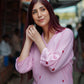 Zibaa Pink & Red Modal Chikankari Kurta - Swadesiicart