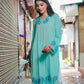 Zibaa Cyan Blue Modal Chikankari Kurta - Swadesiicart