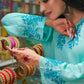 Zibaa Cyan Blue Modal Chikankari Kurta - Swadesiicart