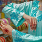 Zibaa Cyan Blue Modal Chikankari Kurta - Swadesiicart