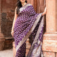 Joban Fashion Plum Purple Hand Woven & Zari Work Katan Pure Handloom Banarasi Silk Saree | Swadesiicart