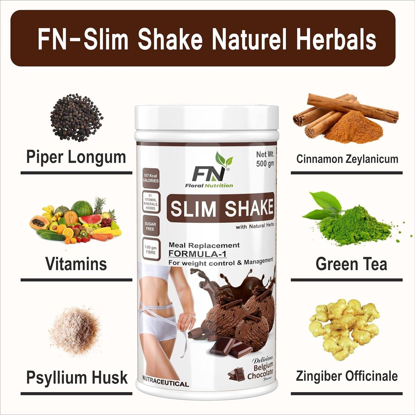 Floral Nutrition Slim Shake Belgium Chocolate Flavor - Swadesiicart