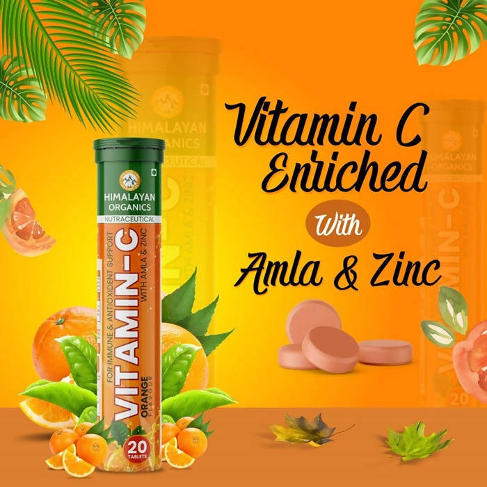 Himalayan Organics Vitamin-C Orange Flavour With Amla & Zinc Tablets | Swadesiicart