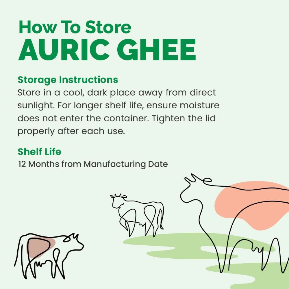 Auric A2 Bilona Desi Cow Ghee - Pure Brijwasi Ghee - Bilona Curd Churned - Swadesiicart