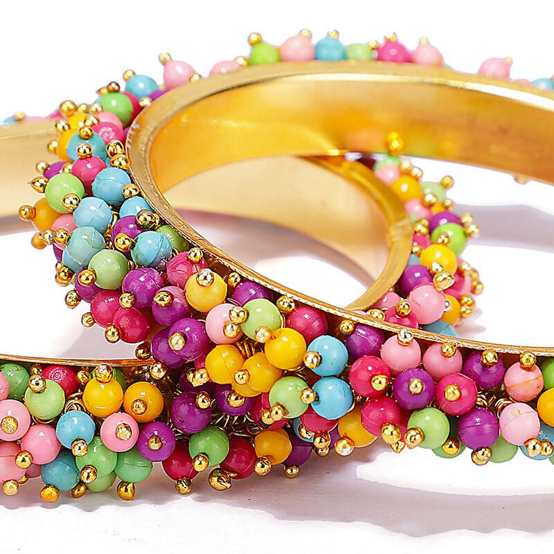 Mominos Fashion Joharkamal Gold-Polished Multi Beads Work Bangles - Swadesiicart