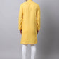 Even Apparels Yellow Pure Cotton Men's Kurta With Band Collar (SLD1183) | Swadesiicart