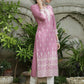 Indian Clothing Cheera Embellished Daily Wear Cotton Blend Kurta - Baby Pink - Swadesiicart