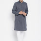 Even Apparels Grey Color Pure Cotton Men's Kurta With Band Collar | Swadesiicart
