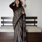 Arfa Fashion House Black Dual Tone Silk Digital Printed Saree