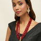 Gold-Polished White Maroon Kundan Studded Beaded Handcrafted Jewellery Set - Ruby Raang - Ruby Raang Studio