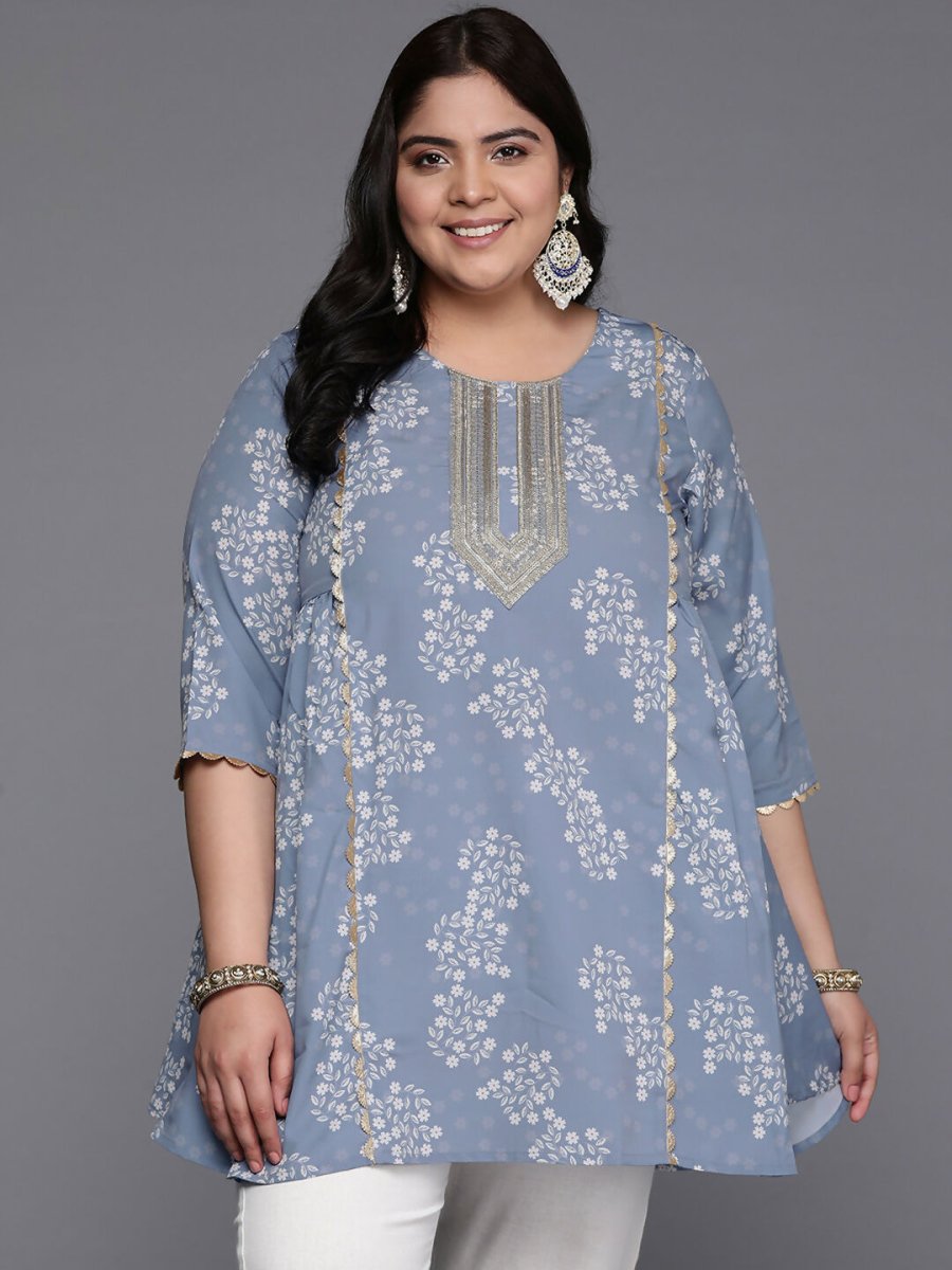 Ahalyaa Women's Traditional wear Tunic - Grey | Swadesiicart