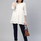 Ahalyaa Women Off-White Cotton Embroidered Tunic | Swadesiicart