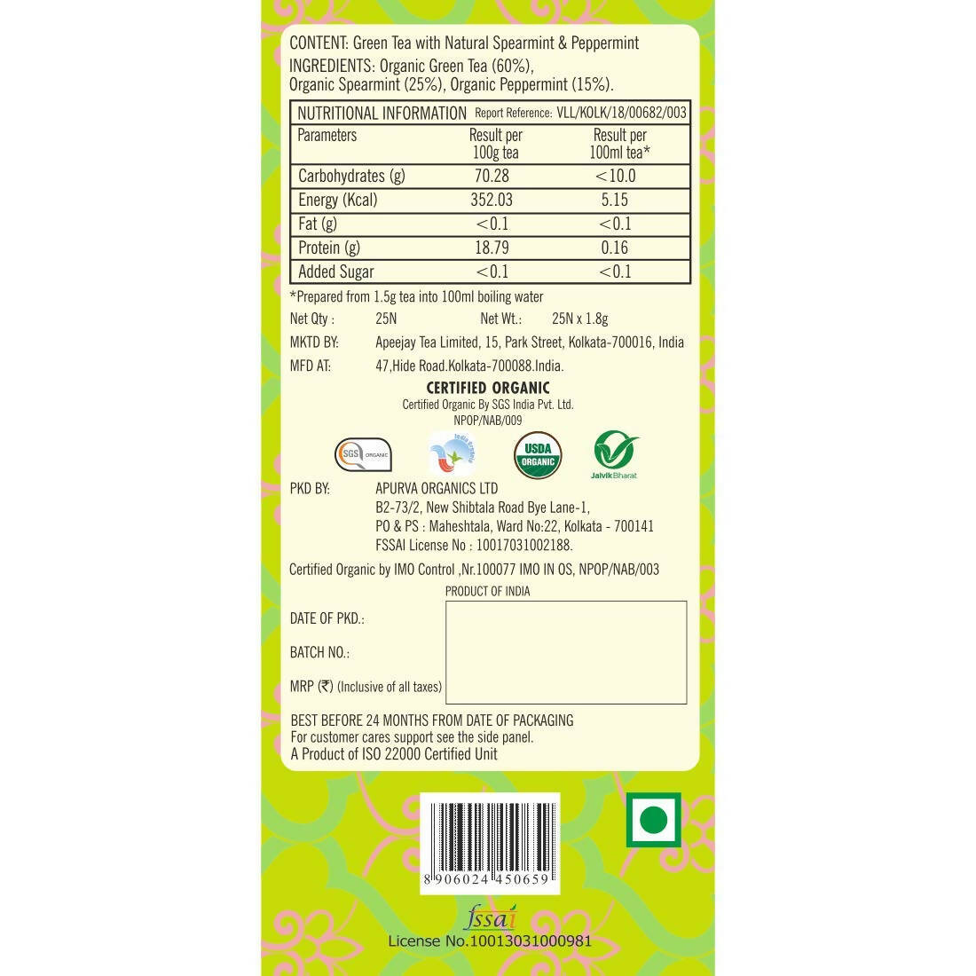 Typhoo Refreshing Moroccan Mint Green Tea Bags - Swadesiicart
