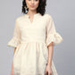 Ahalyaa Women Cream-Coloured Chanderi Ethnic Print Tunic | Swadesiicart