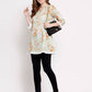Myshka Women's Off White Cotton 3/4 Sleeve Round Neck Printed Casual Tunic