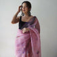 Vamsee Dillagi Light Pink Organza Saree - Swadesiicart