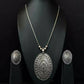 Mominos Fashion Johar Kamal Oxidised Silver-Plated Long Chain with Pendant & Studs For Women | Swadesiicart