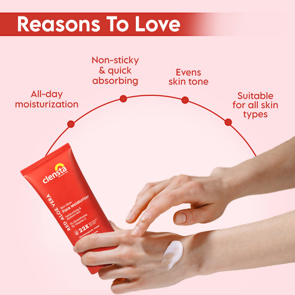 Clensta Red Aloe Vera Skin Glow Face Moisturizer - Swadesiicart