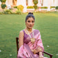 Vishnu Weaves Women's Baby Pink Patola Banarasi Silk Meenakari Zari Woven Saree with Blouse - Swadesiicart