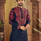 Anaita Blue Multi Thread Work Silk Straight Kurta