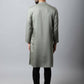 Even Apparels Grey Color Pure Cotton Sherwani Men's Kurta With Asymetrical Cut (SLD1181) | Swadesiicart
