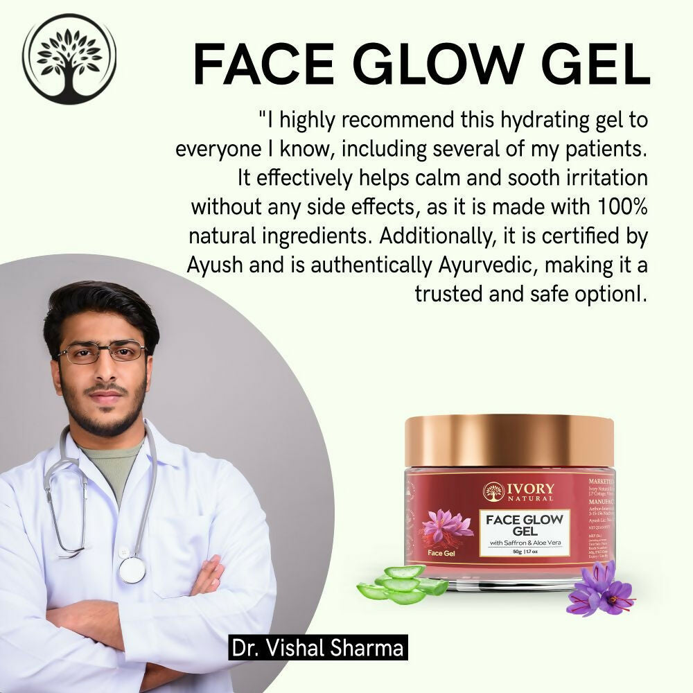 Ivory Natural Face Glow Gel For Instant Glow And Timeless Radiance, Achieve Glowing And Shiny Face | Swadesiicart
