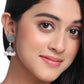 NVR Women Silver Toned Dome Shaped Jhumkas Earrings | Swadesiicart