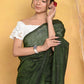 Very Much Indian Mul Cotton Khadi Design Handloom Woven Saree - Green | Swadesiicart