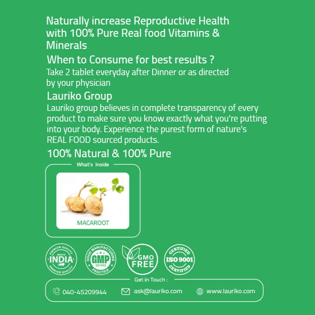 Laurik Maca Root Supplement 1000Mg Tablets | Supports Stamina, Strength & Energy | Swadesiicart