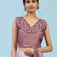 Purple Ombre Satin Georgette Plain Ready to wear Saree with stitched Blouse - Vrinda | Swadesiicart