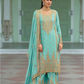 Anaita Sky-Blue Heavy Chinon Readymade Palazzo Suit with Heavy Embroidery Work